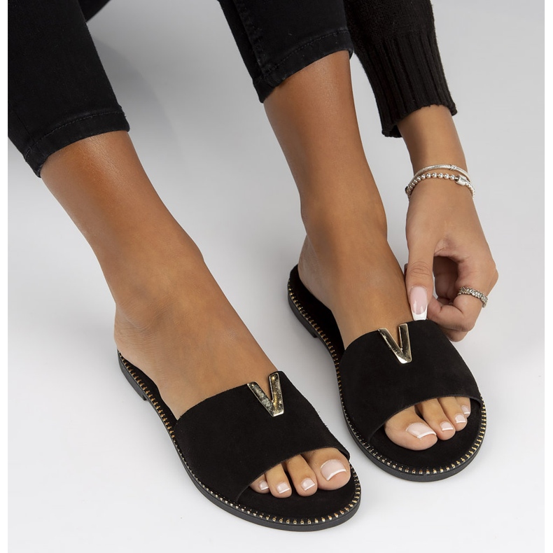 Kožne papuče Filippo LH-200 crne crna 1