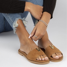 Kožne papuče Filippo LH-200 Camel smeđa 2