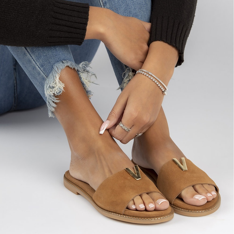 Kožne papuče Filippo LH-200 Camel smeđa 2