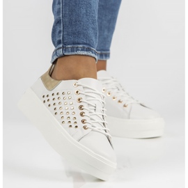 Kožne cipele FILIPPO DP3531 / 22 Wh bijele bijela zlatna 1