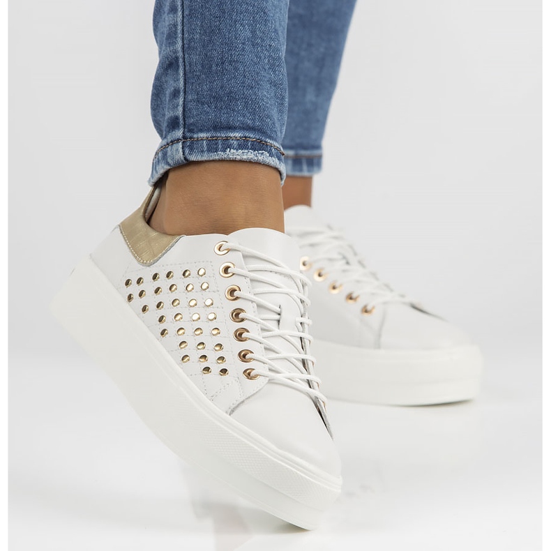 Kožne cipele FILIPPO DP3531 / 22 Wh bijele bijela zlatna 1