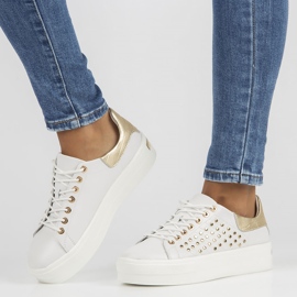 Kožne cipele FILIPPO DP3531 / 22 Wh bijele bijela zlatni 2