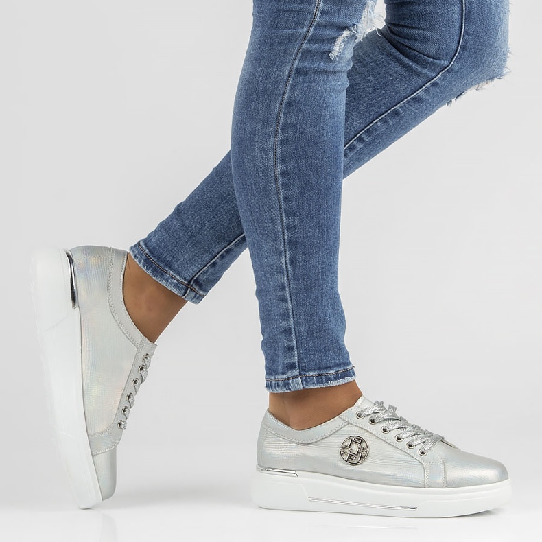 Kožne cipele FILIPPO DP3506 / 22 Si srebrne srebro 2