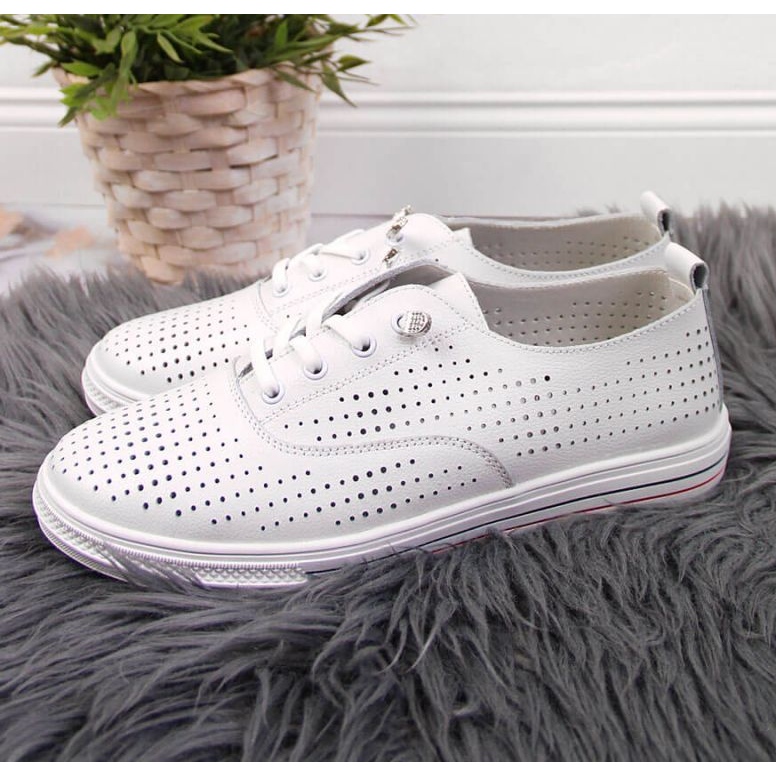 Kožne ažurne cipele Vinceza W JAN85 bijele bijela 2