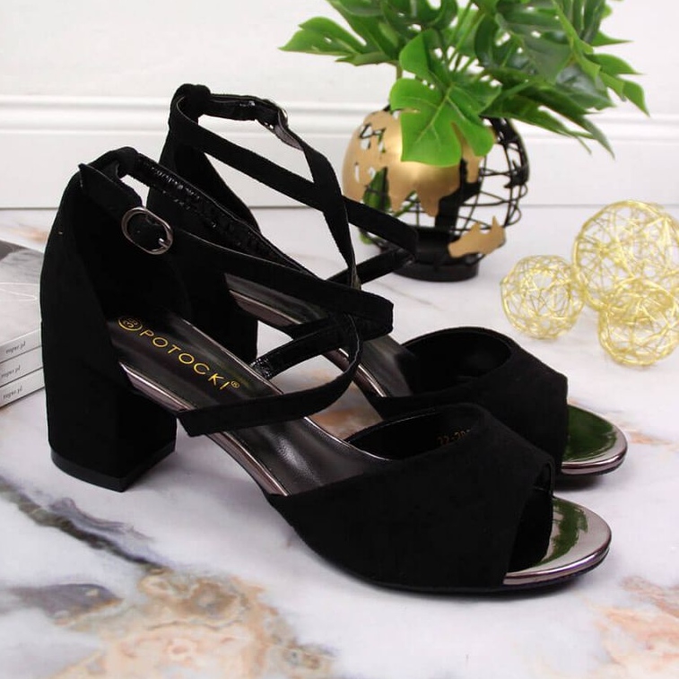 Sandale na post Potocki W WOL67A crne crno 2