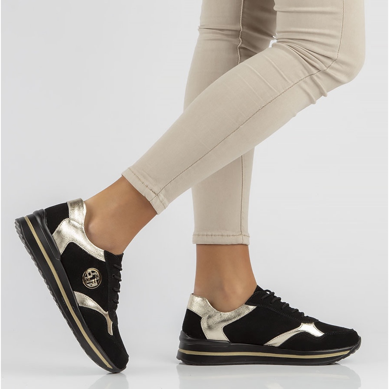 Kožne tenisice Filippo DP3544 / 22 Bk crne crna zlatni 1