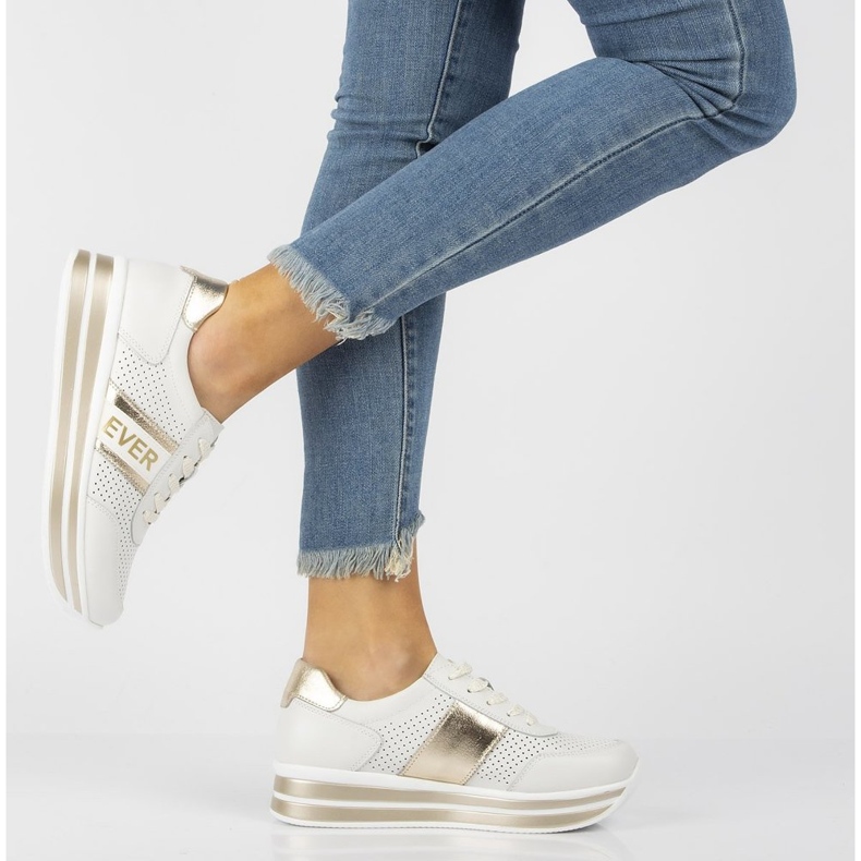 Kožne tenisice Filippo DP1414 / 22 Wh Go bijelo zlato bijela zlatna 2