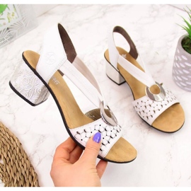 Kožne sandale s gumom Rieker W RKR433 bijele bijela 1