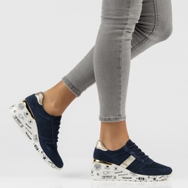 Kožne tenisice Filippo DP3550 / 22 Nv tamnoplave tamnoplava zlatni 2