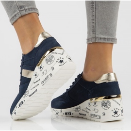 Kožne tenisice Filippo DP3550 / 22 Nv tamnoplave tamnoplava zlatni 1