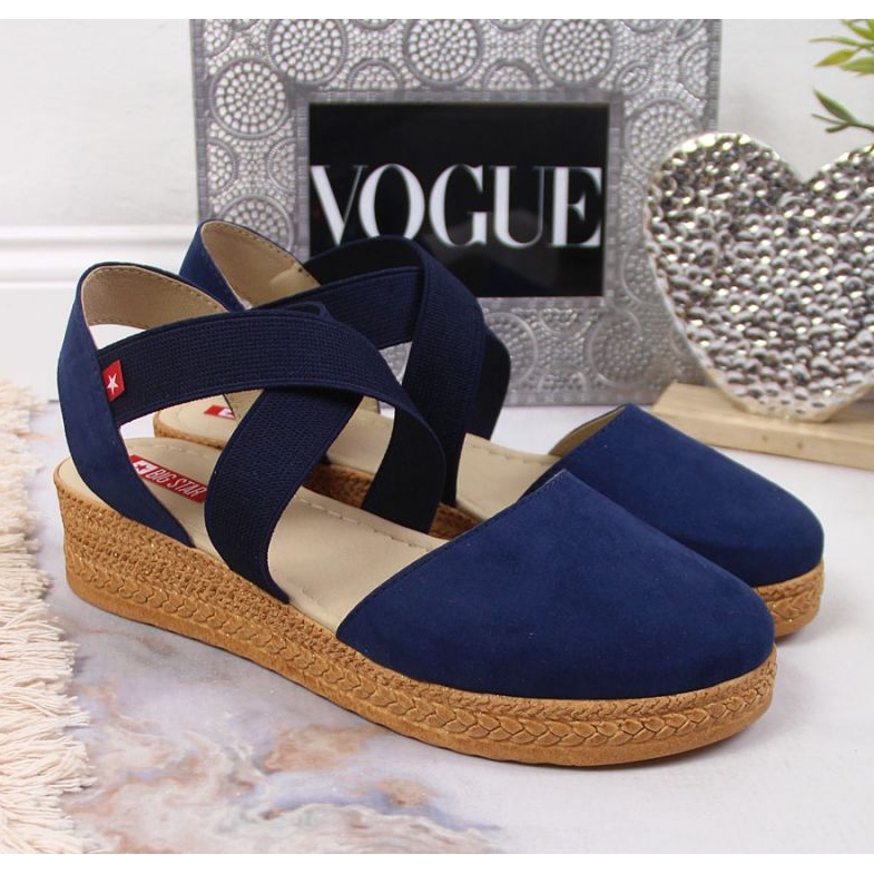 Sandale na klin Big Star W JJ276037 tamnoplave mornarsko plava 2