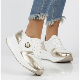 Kožne tenisice Filippo DP3547 / 22 Wh Go bijele bijela zlatni 1