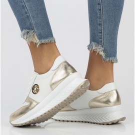 Kožne tenisice Filippo DP3547 / 22 Wh Go bijele bijela zlatna 2