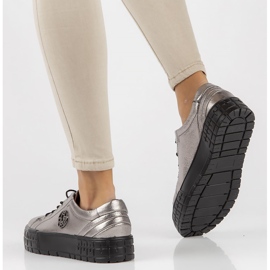 Kožne tenisice FILIPPO DP3528 / 22 Gn gun metal srebro 2