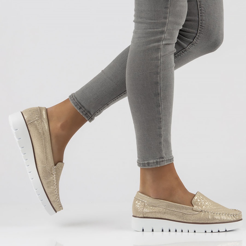 Kožne mokasinke Filippo DP3534 / 22 Go zlatne zlatna 1