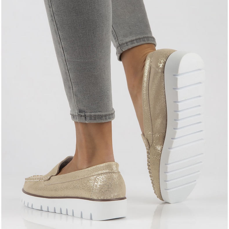 Kožne mokasinke Filippo DP3534 / 22 Go zlatne zlatna 2