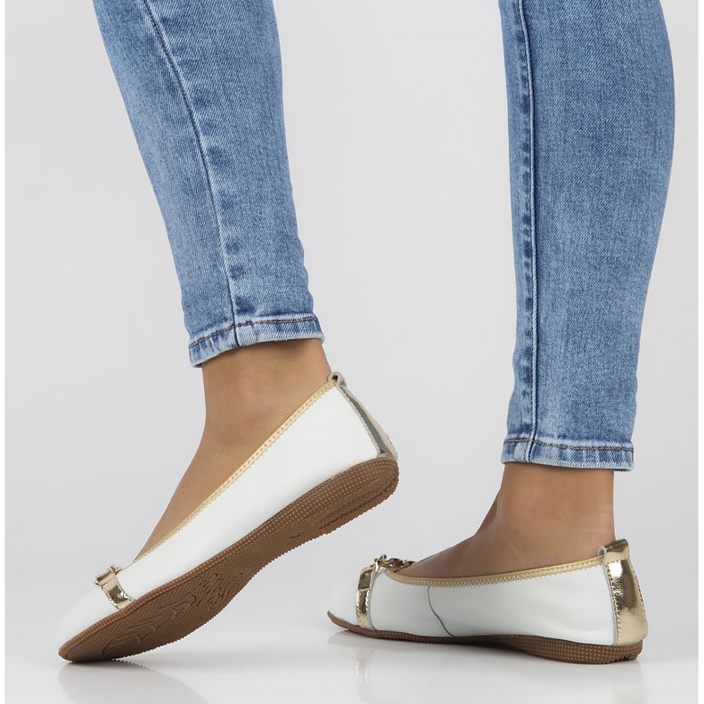 Kožne balerinke Filippo DP3709 / 22 Wh bijele bijela 2