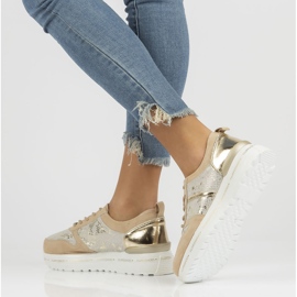 Kožne tenisice Filippo DP3691 / 22 Be Go bež zlatna 2