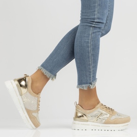 Kožne tenisice Filippo DP3691 / 22 Be Go bež zlatni 1