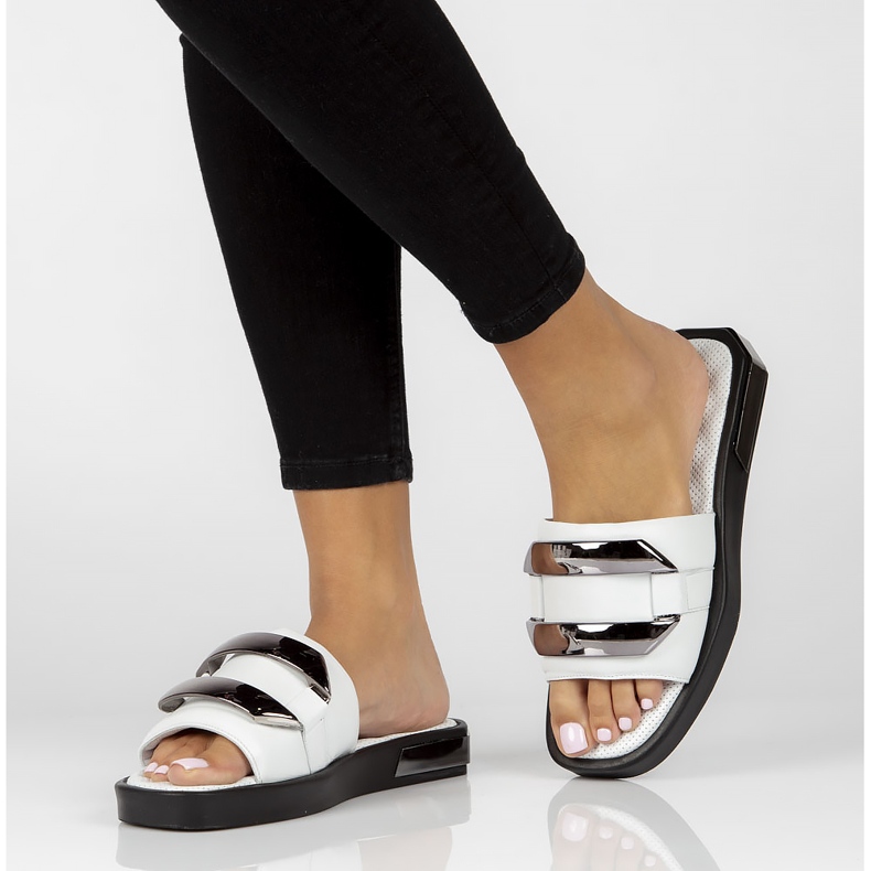 Kožne papuče Filippo DK3903 / 22 Wh bijele bijela 1