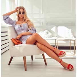 FW1 Ženske sandale na klin s crvenom linijom od kubičnog cirkonija crvena 2