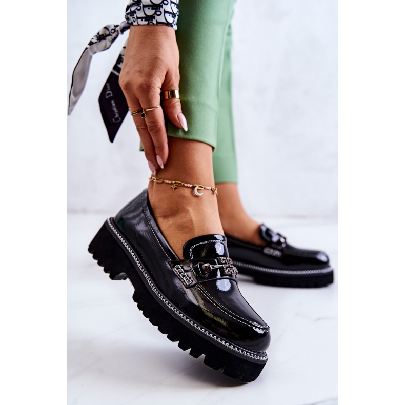 S.Barski Lakirane cipele s crnim Adison ukrasom crna 1