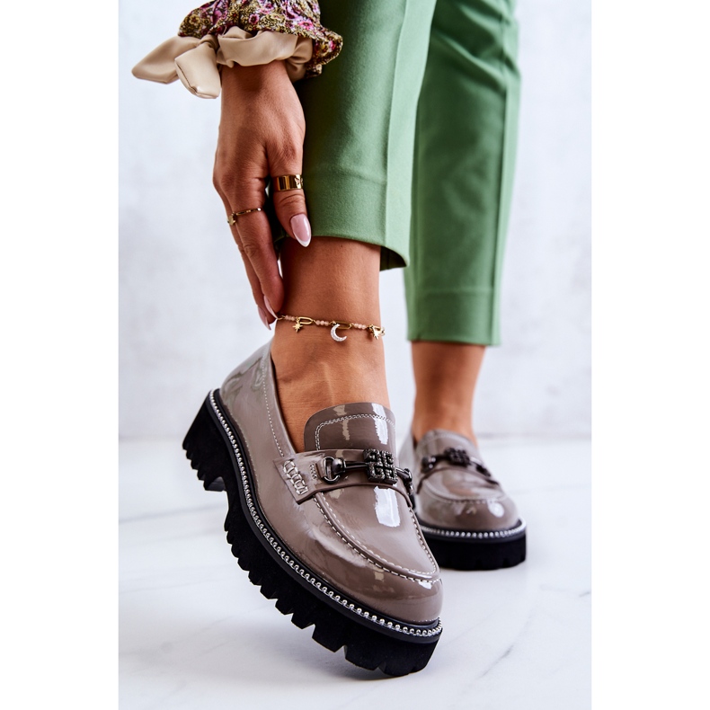 S.Barski Lakirane cipele sa svijetlosmeđim Adison ukrasom višebojan 1