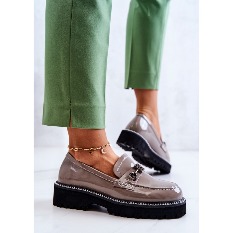 S.Barski Lakirane cipele sa svijetlosmeđim Adison ukrasom raznobojna 2