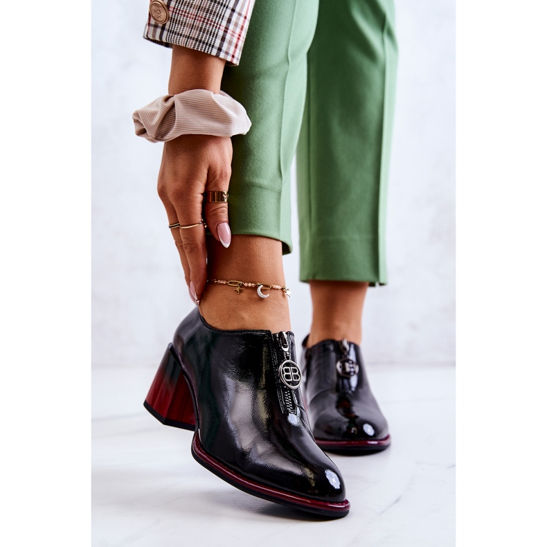 S.Barski Lakirane moderne cipele na crno-crvenoj Lorena kocki crna 1