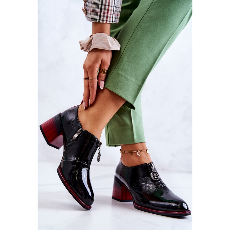 S.Barski Lakirane moderne cipele na crno-crvenoj Lorena kocki 2