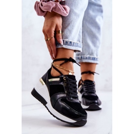 S.Barski Crno-bijele Rayana kožne sportske cipele na klin bijela crna 1