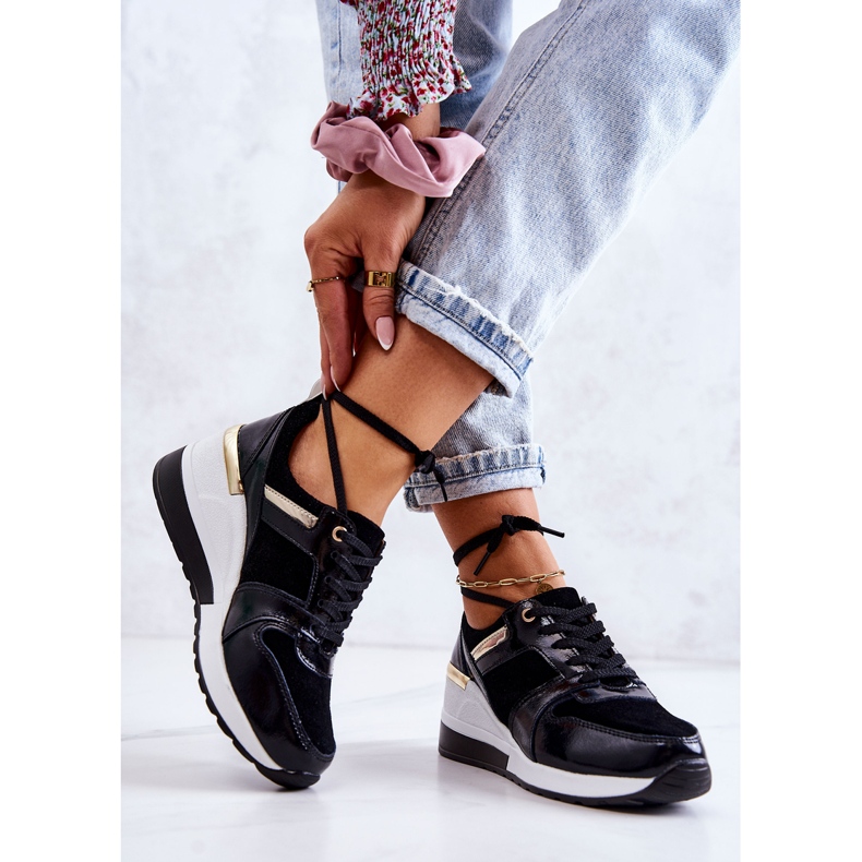 S.Barski Crno-bijele Rayana kožne sportske cipele na klin bijela 2