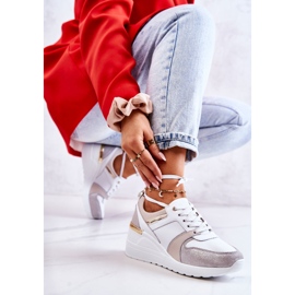 S.Barski Kožne sportske cipele na klin bijela i siva Rayana 1