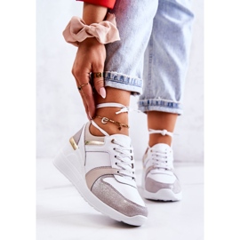 S.Barski Kožne sportske cipele na klin bijela i siva Rayana 2