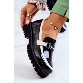 S.Barski Lakirane ženske mokasinke crno-bijele Cassida bijela crna 2