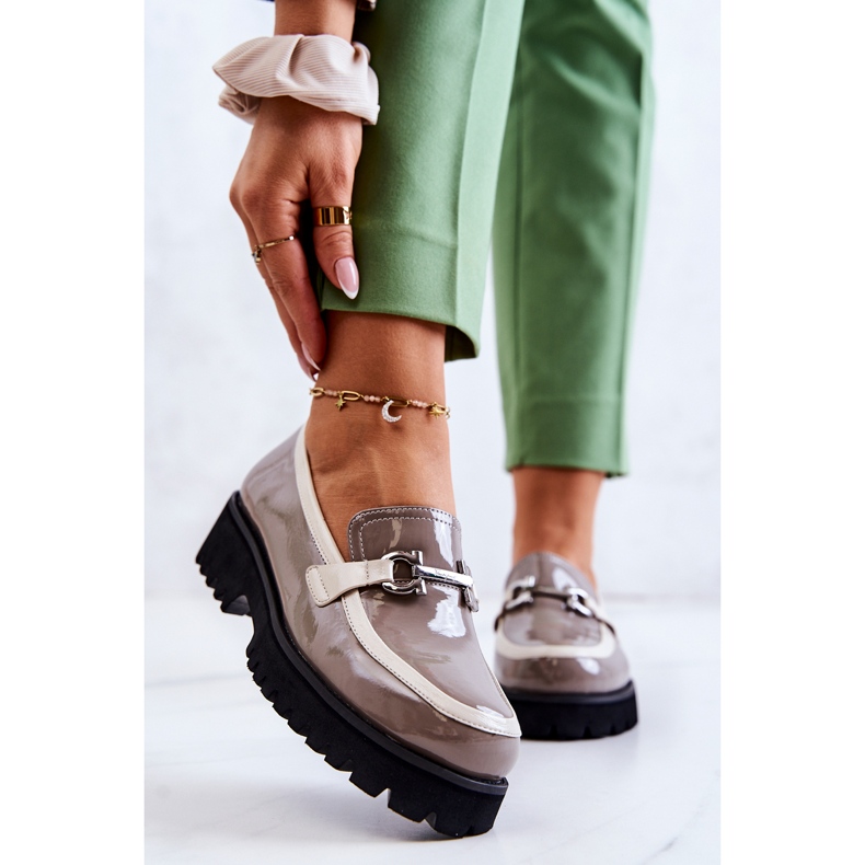 S.Barski Lakirane ženske mokasinke bež-bijele Cassida bijela 2