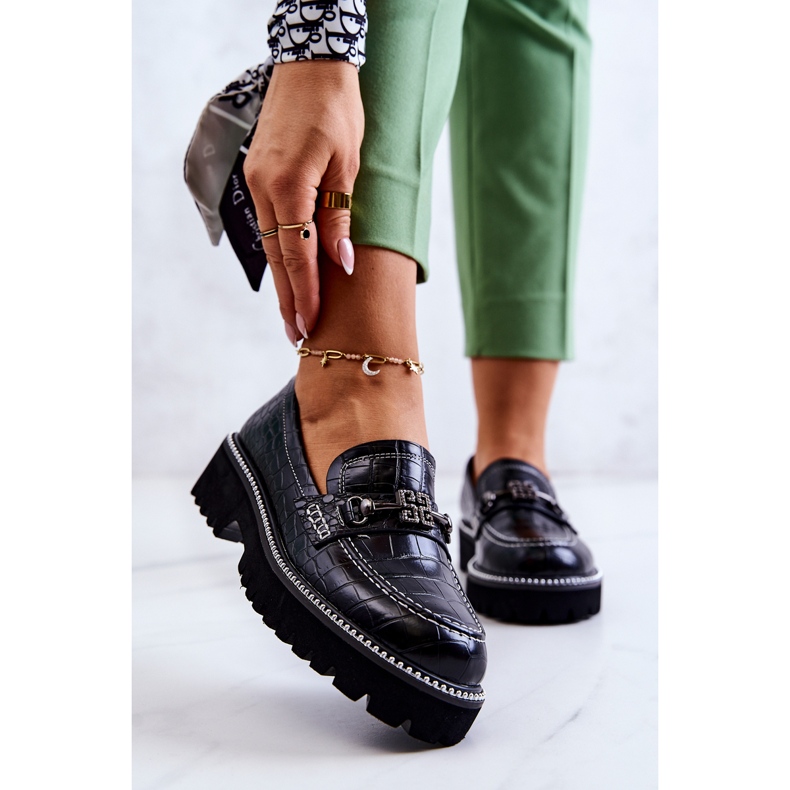 S.Barski Kožne cipele u obliku zmije s crnim Adison ukrasom crna 2