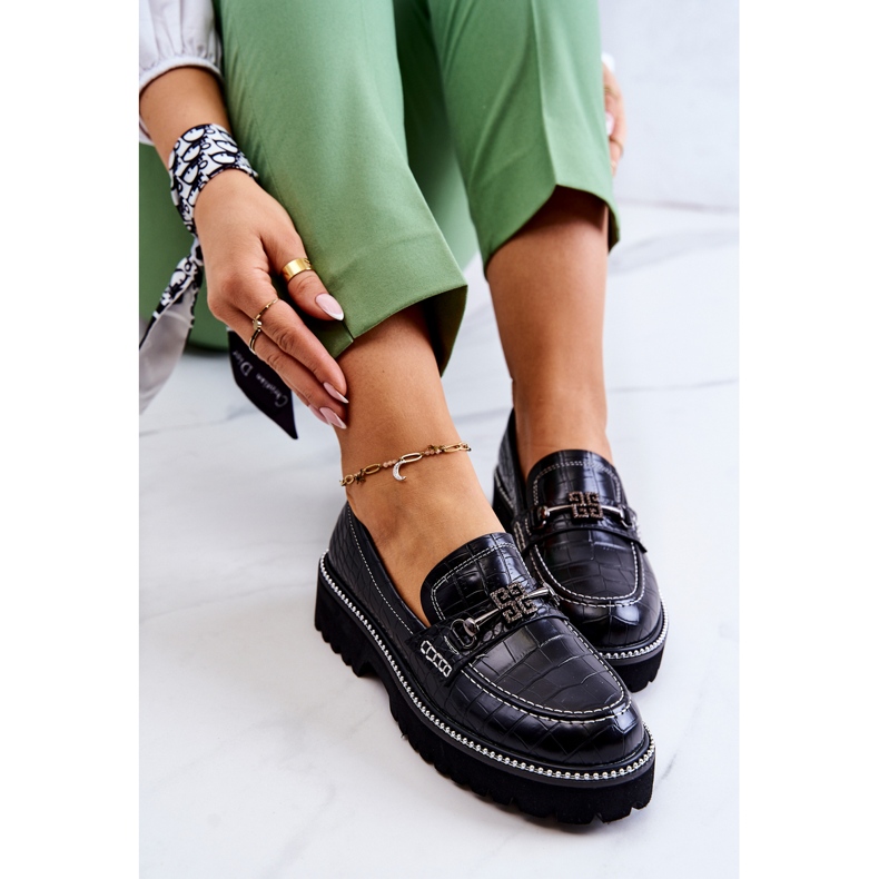 S.Barski Kožne cipele u obliku zmije s crnim Adison ukrasom crno 1