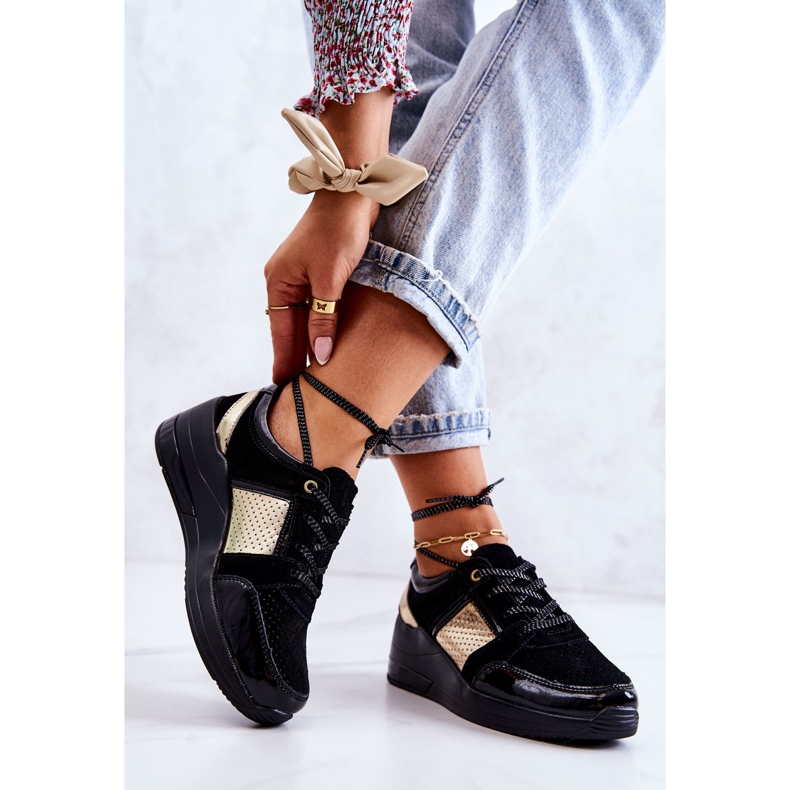 S.Barski Ženske antilop sportske cipele na klin crni Larson crna 2