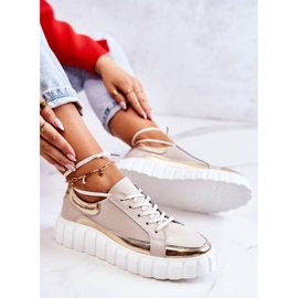 S.Barski Ženske broge na platformi Noriso bež i zlatne boje zlatna 1