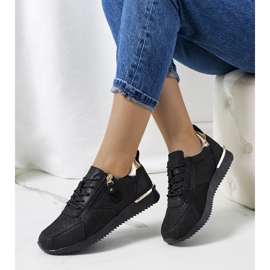 Crne kožne tenisice Ancaster crna zlatni 1