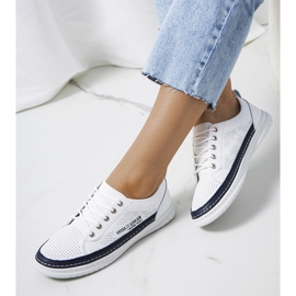 Bijele kožne tenisice iz Valeske bijela tamnoplava 1