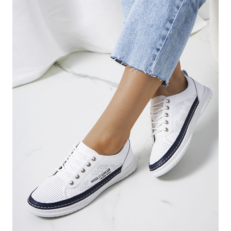 Bijele kožne tenisice iz Valeske bijela tamnoplava 1