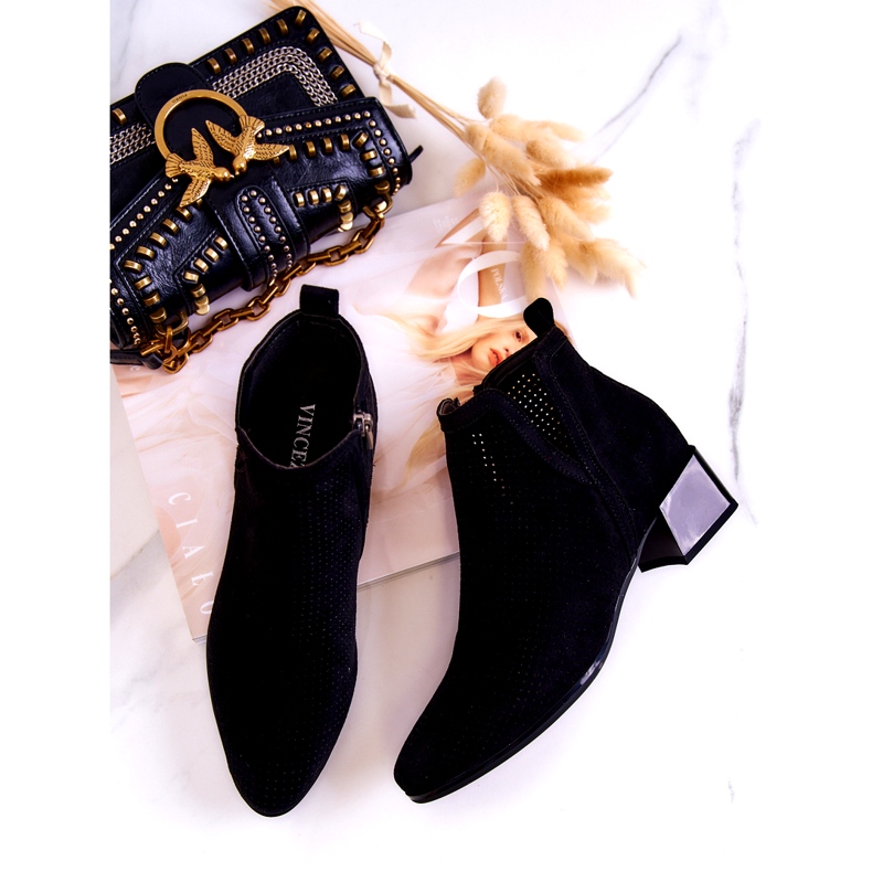 Vinceza Crne Carine ažurne antilop čizme s izrezom crna 4