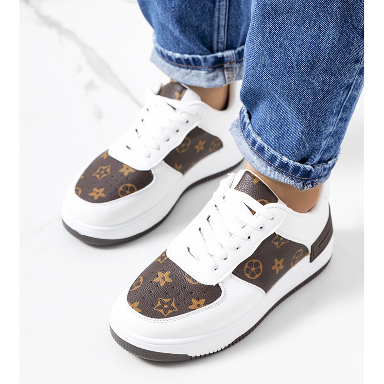 BM Ženske bijele i smeđe tenisice Djenna bijela smeđa žuta boja 1