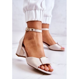 Sergio Leone Kožne sandale s bež ukrasom Floren 2