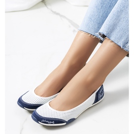 Wascana bijele ažurne kožne balerinke bijela tamnoplava 1