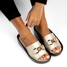 Kožne papuče Filippo DK3590 / 22 Go zlatne zlatni 3