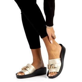 Kožne papuče Filippo DK3590 / 22 Go zlatne zlatna 2