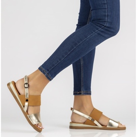 Kožne sandale Filippo DS3601 / 22 Go Br smeđe i zlatne smeđa zlatni 1